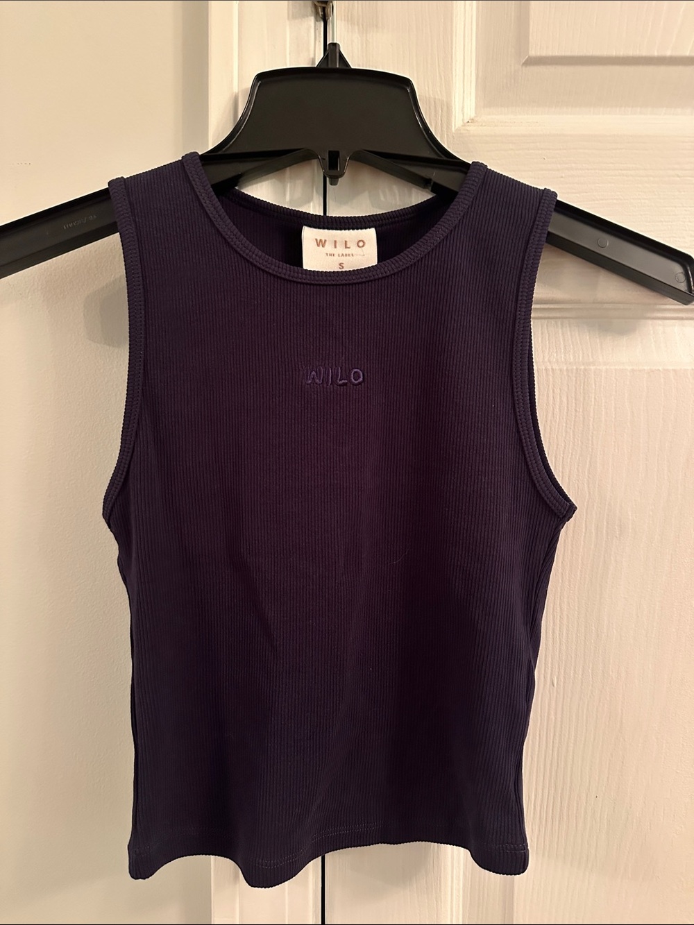 WILO Logo Rib Cropped Tank in Navy with Embroidered Logo.. NWT!! Women’s Small